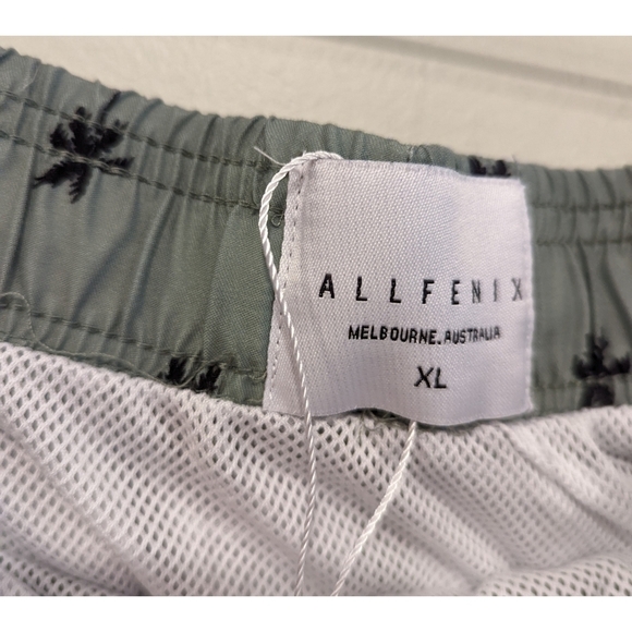 Allfenix Sage Green Palm Tree Print Mesh Lined Swim Trunks Size XL - Picture 4 of 6